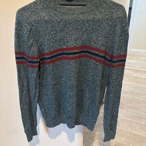 Tommy Hilfiger Gray and Red Crewneck Sweater